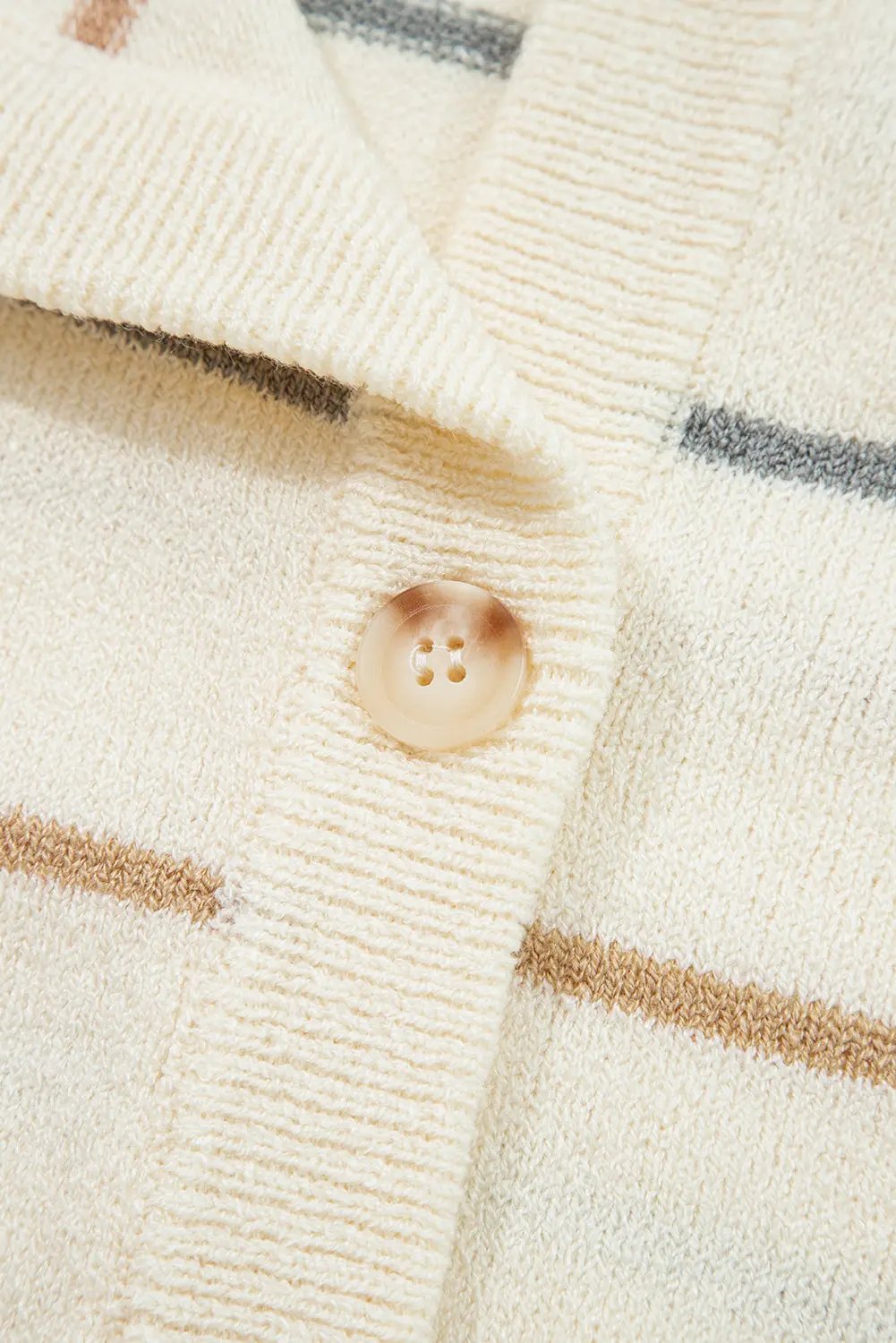 Multicolour Striped Buttoned V Neck Drop Shoulder Cardigan Dear-Lover Dropshipping